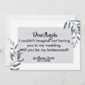 Dusty Blue Eucalyptus Bridesmaid Kaart (Achterkant)