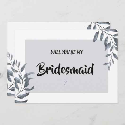 Dusty Blue Eucalyptus Bridesmaid Kaart (Voorkant / Achterkant)