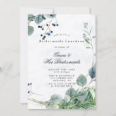 Dusty Blue Eucalyptus Bridesmaids Luncheon Invita (Voorkant)