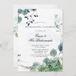Dusty Blue Eucalyptus Bridesmaids Luncheon Invita