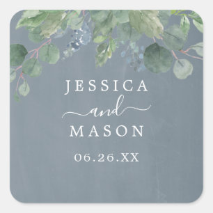 Dusty Blue Eucalyptus bruiloft gunst Stickers