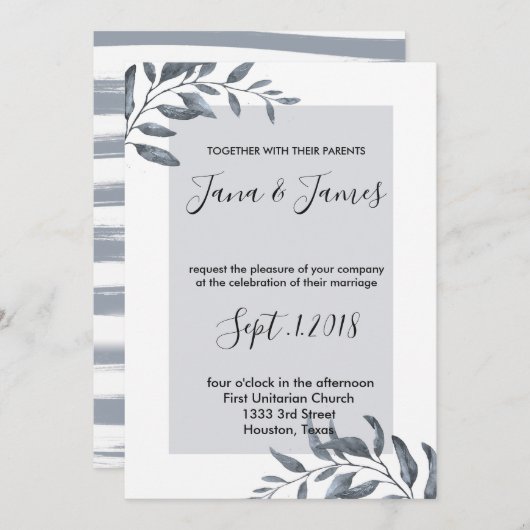 Dusty Blue Eucalyptus bruiloft Kaart (Voorkant / Achterkant)