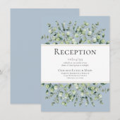 Dusty Blue Eucalyptus bruiloft receptie Informatiekaartje (Voorkant / Achterkant)