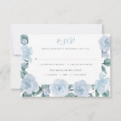 Dusty Blue Eucalyptus Elegant Bloemen Bruiloft RSV RSVP Kaartje (Voorkant)