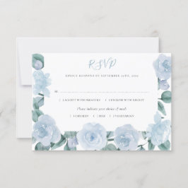 Dusty Blue Eucalyptus Elegant Bloemen Bruiloft RSV RSVP Kaartje