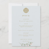 Dusty Blue Eucalyptus Elegant Chinees huwelijksmen Kaart (Voorkant)