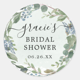 Dusty Blue Eucalyptus Envelop Favor Stickers