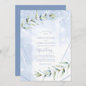 Dusty Blue Eucalyptus Fantasy Wedding Invitation Kaart (Voorkant / Achterkant)