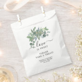 Dusty Blue Eucalyptus Favor Bag Love is Sweet Bedankzakje (Geknipt)