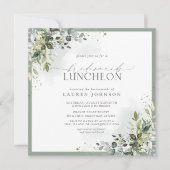 Dusty Blue Eucalyptus Floral Bridal Luncheon Kaart (Voorkant)