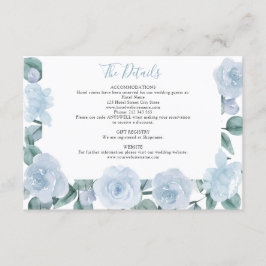 Dusty Blue Eucalyptus Floral bruiloft Details Informatiekaartje