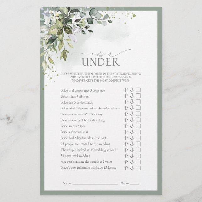 Dusty Blue Eucalyptus Floral Vrijgezellenfeest Gam (Voorkant)