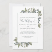 Dusty Blue Eucalyptus Foliage Greenery Elegant Kaart (Voorkant)