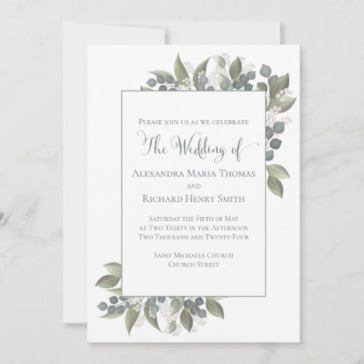 Dusty Blue Eucalyptus Foliage Greenery Elegant Kaart (Voorkant)