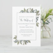 Dusty Blue Eucalyptus Foliage Greenery Elegant Kaart (Staand voorkant)