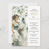 Dusty Blue Eucalyptus Gr bruiloft thema uitnodigin Kaart (Voorkant)