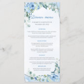 Dusty Blue Eucalyptus Green Silver Lijst Diner Menu (Voorkant)