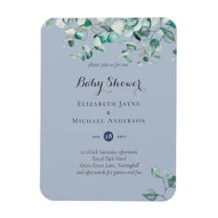 Dusty Blue Eucalyptus Greenery BABY SHOWER Invites Magneet