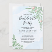 Dusty Blue Eucalyptus Greenery Bachelorette Party Kaart (Voorkant)