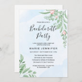 Dusty Blue Eucalyptus Greenery Bachelorette Party Kaart (Voorkant / Achterkant)