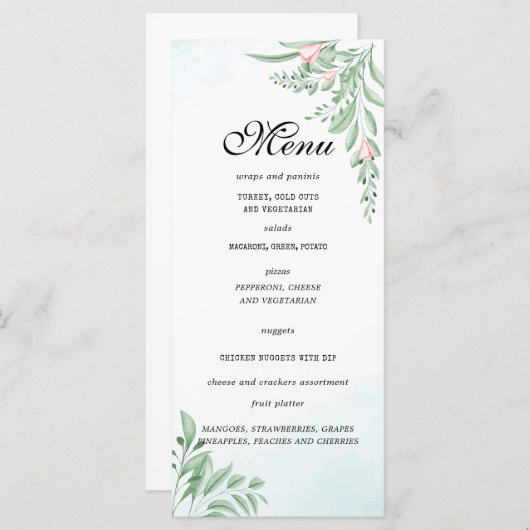 Dusty Blue Eucalyptus Greenery Birthday Menu (Voorkant / Achterkant)