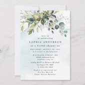 Dusty Blue Eucalyptus Greenery Boho Vrijgezellenfe Kaart (Voorkant)