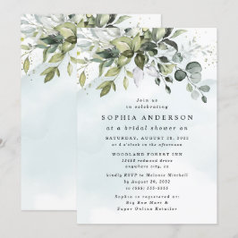 Dusty Blue Eucalyptus Greenery Boho Vrijgezellenfe Kaart