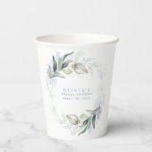 Dusty Blue Eucalyptus Greenery Boho Vrijgezellenfe Papieren Bekers (Achterkant)