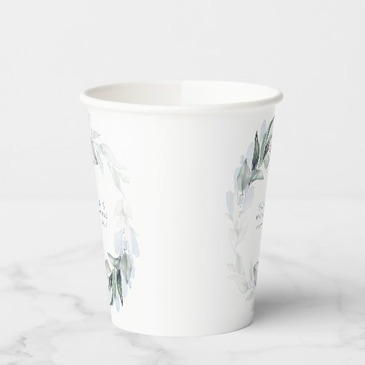 Dusty Blue Eucalyptus Greenery Boho Vrijgezellenfe Papieren Bekers (Links)