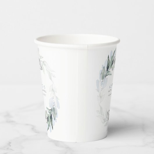 Dusty Blue Eucalyptus Greenery Boho Vrijgezellenfe Papieren Bekers (Rechts)