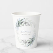 Dusty Blue Eucalyptus Greenery Boho Vrijgezellenfe Papieren Bekers (Voorkant)