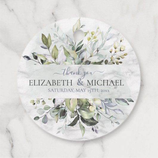 Dusty Blue Eucalyptus Greenery Botanical Marble Bedankjes Labels (Achterkant)