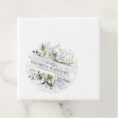 Dusty Blue Eucalyptus Greenery Botanical Marble Bedankjes Labels (In situ)