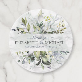 Dusty Blue Eucalyptus Greenery Botanical Marble Bedankjes Labels