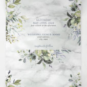 Dusty Blue Eucalyptus Greenery Botanical Marble Drieluik Uitnodiging (Binnenkant midden)