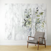 Dusty Blue Eucalyptus Greenery Botanical Marble Wandkleed (In Situ (horizontaal))