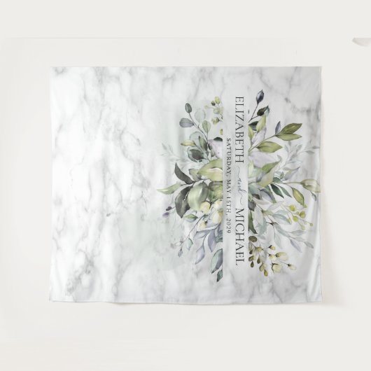 Dusty Blue Eucalyptus Greenery Botanical Marble Wandkleed (Voorkant (horizontaal))