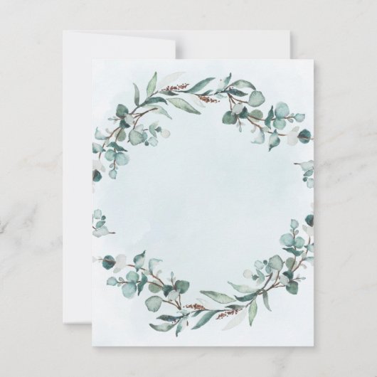 Dusty Blue Eucalyptus Greenery Brunch & Bubble Kaart (Achterkant)