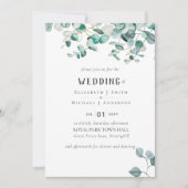 Dusty Blue Eucalyptus Greenery BUDGET WEDING Kaart (Voorkant)