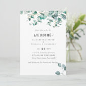 Dusty Blue Eucalyptus Greenery BUDGET WEDING Kaart (Staand voorkant)