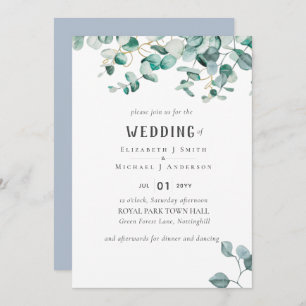 Dusty Blue Eucalyptus Greenery BUDGET WEDING Kaart