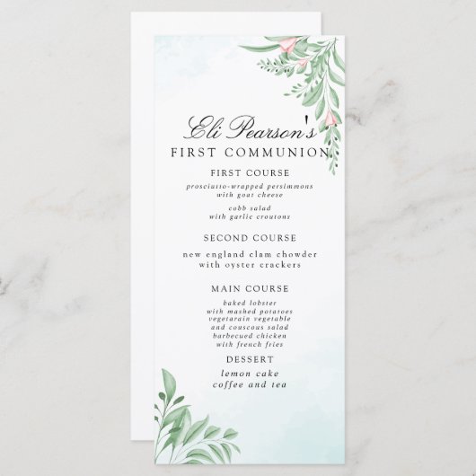 Dusty Blue Eucalyptus Greenery First Community Menu (Voorkant / Achterkant)