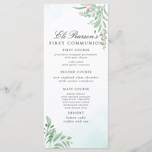 Dusty Blue Eucalyptus Greenery First Community Menu (Voorkant)