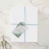 Dusty Blue Eucalyptus Greenery Geometric Wedding Cadeaulabel (Met Touw)