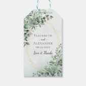Dusty Blue Eucalyptus Greenery Geometric Wedding Cadeaulabel (Voorkant)
