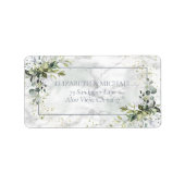 Dusty Blue Eucalyptus Greenery Marble Address Etiket (Voorkant)