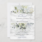 Dusty Blue Eucalyptus Greenery Marble Foto Kaart (Voorkant)