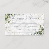 Dusty Blue Eucalyptus Greenery Marble Wedding RSVP Informatiekaartje (Achterkant)