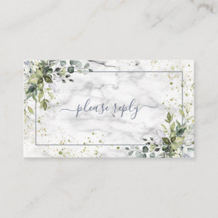 Dusty Blue Eucalyptus Greenery Marble Wedding RSVP Informatiekaartje