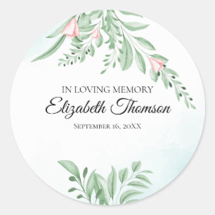 Dusty Blue Eucalyptus Greenery Memorial Funeral  Ronde Sticker